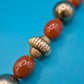 Vintage Statement-Kette mit braunen Glanzperlen und goldenen Akzenten