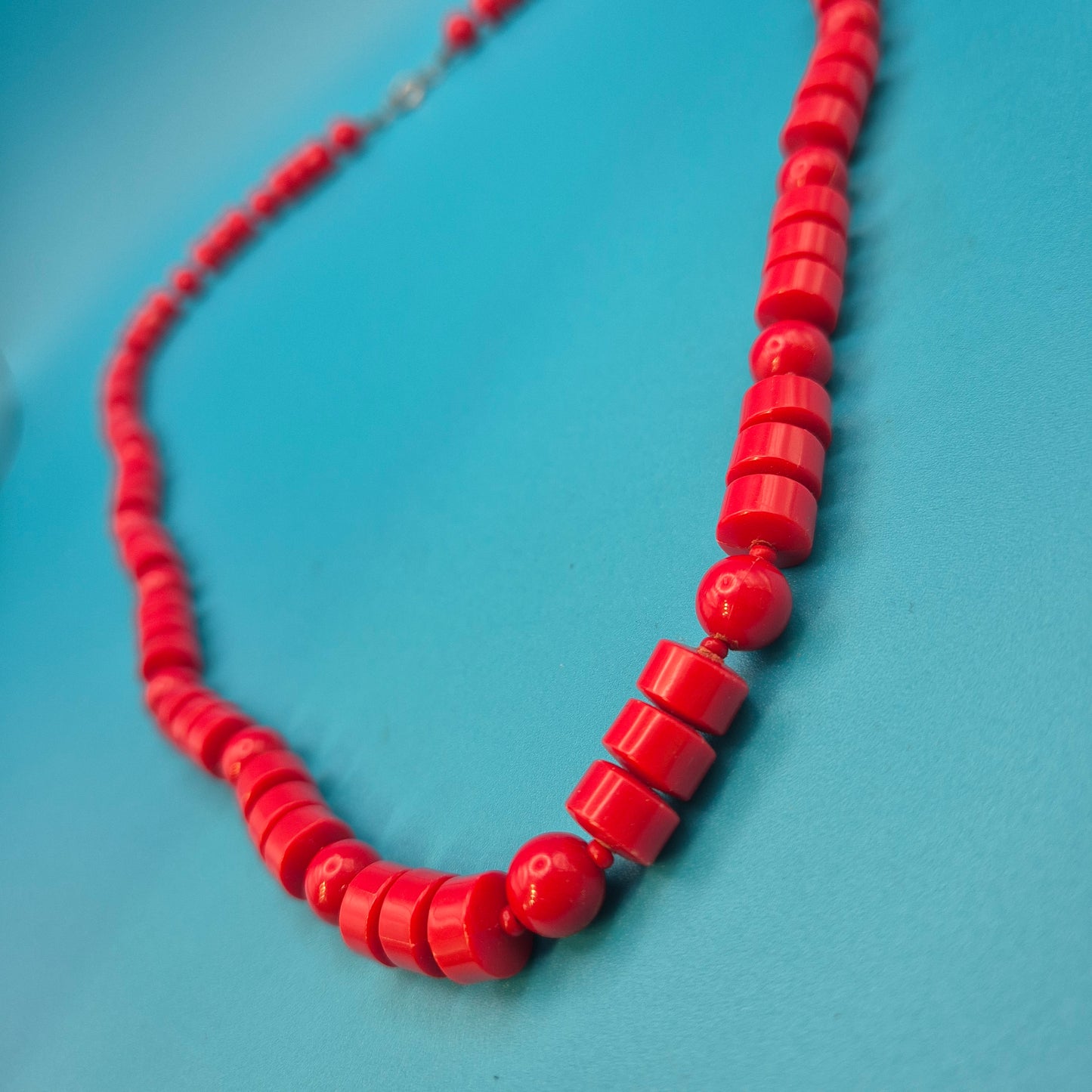 Vintage Kette Rote Perlen Design Statement-Halskette