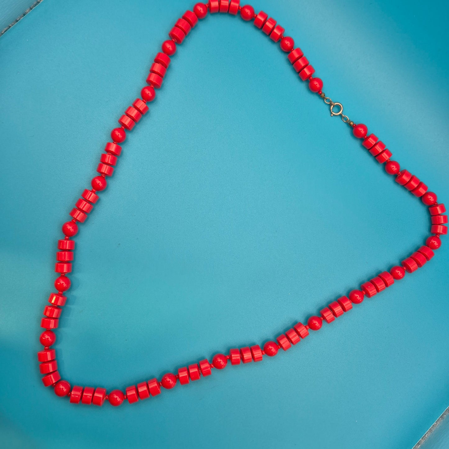 Vintage Kette Rote Perlen Design Statement-Halskette