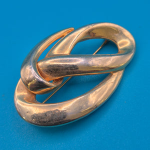 Elegante Vintage-Brosche in geschwungener Knoten-Optik, Goldfarben