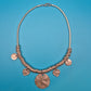Vintage Statement Collier mit Hammerschlag-Anhängern und Gliederkette