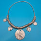 Vintage Statement Collier mit Hammerschlag-Anhängern und Gliederkette