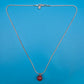 Vintage Silberkette mit roter Edelstein-Perle Anhänger