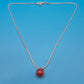 Vintage Silberkette mit roter Edelstein-Perle Anhänger