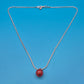 Vintage Silberkette mit roter Edelstein-Perle Anhänger