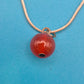 Vintage Silberkette mit roter Edelstein-Perle Anhänger