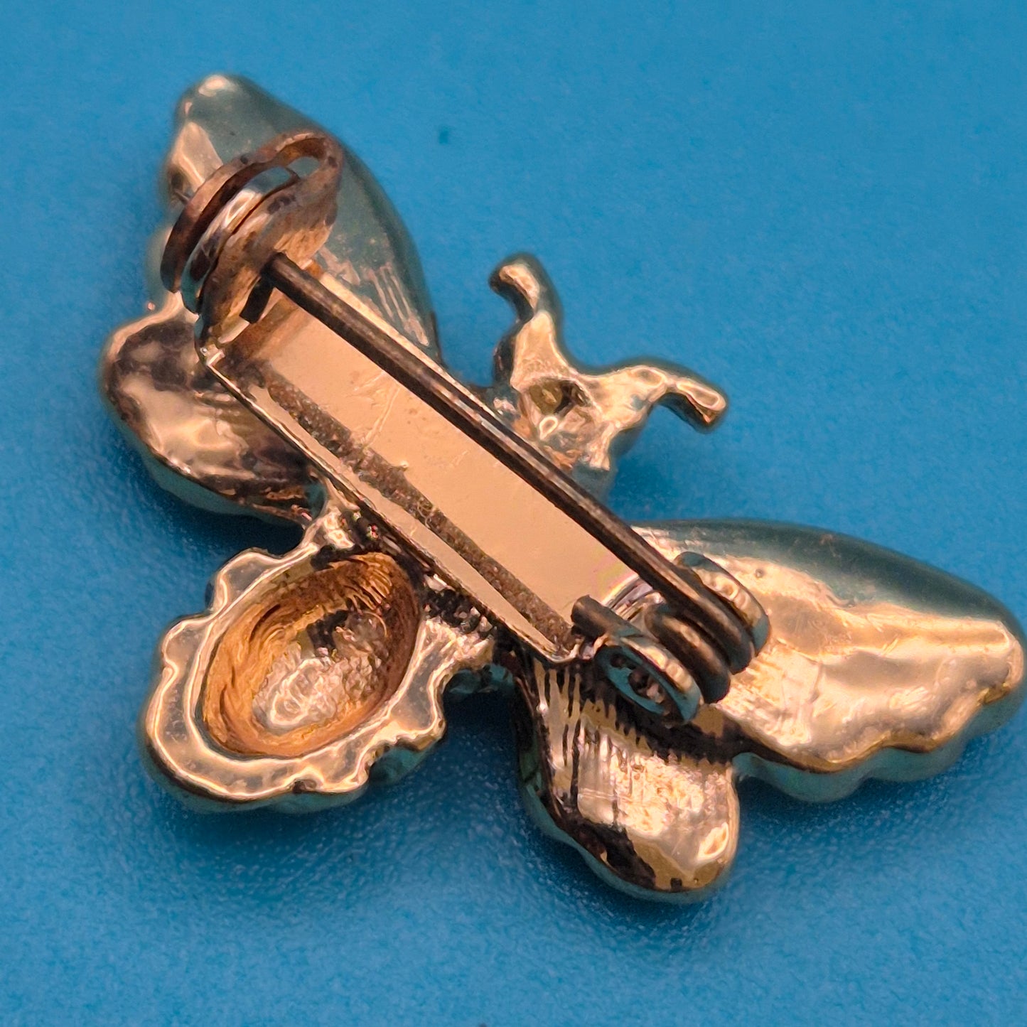Vintage Emaille-Brosche Biene mit Strass-Akzenten Goldfarben