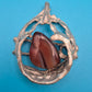 Vintage Brutalistisches Statement-Brosche mit braunem Edelstein