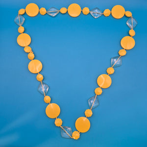 Vintage Statement Kette Gelb Transparente Elemente Modeschmuck