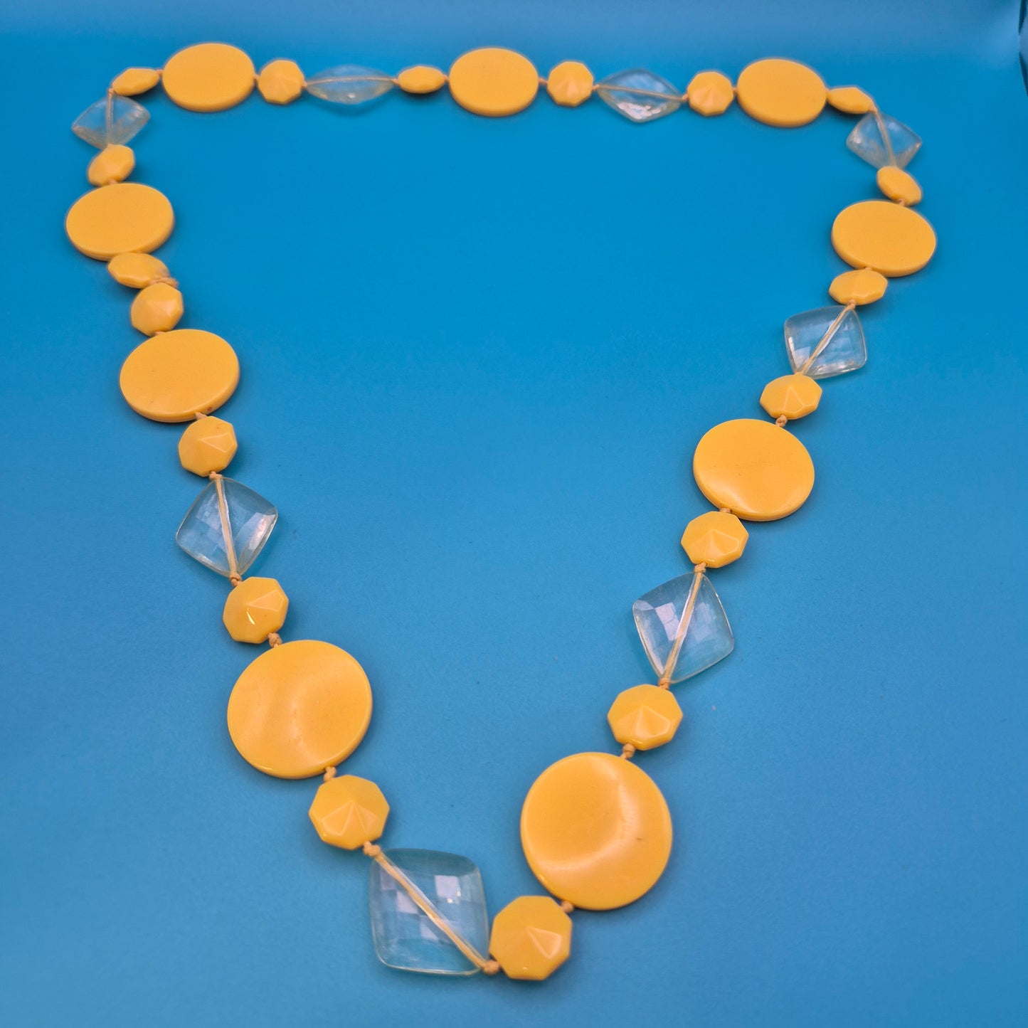 Vintage Statement Kette Gelb Transparente Elemente Modeschmuck