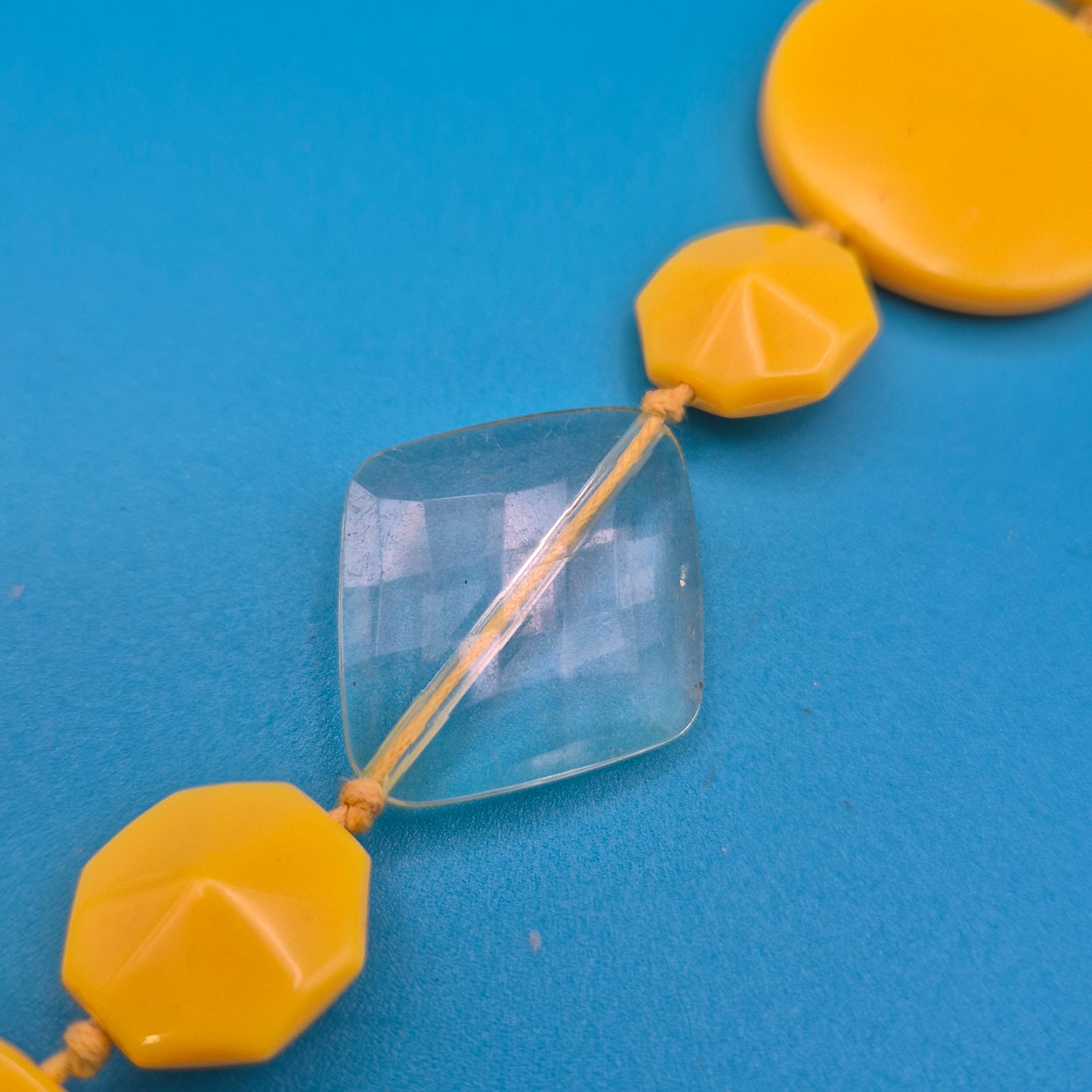 Vintage Statement Kette Gelb Transparente Elemente Modeschmuck
