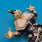 Vintage Clown-Brosche in Schwarz-Weiß mit Strass-Besatz und Gold-Finish