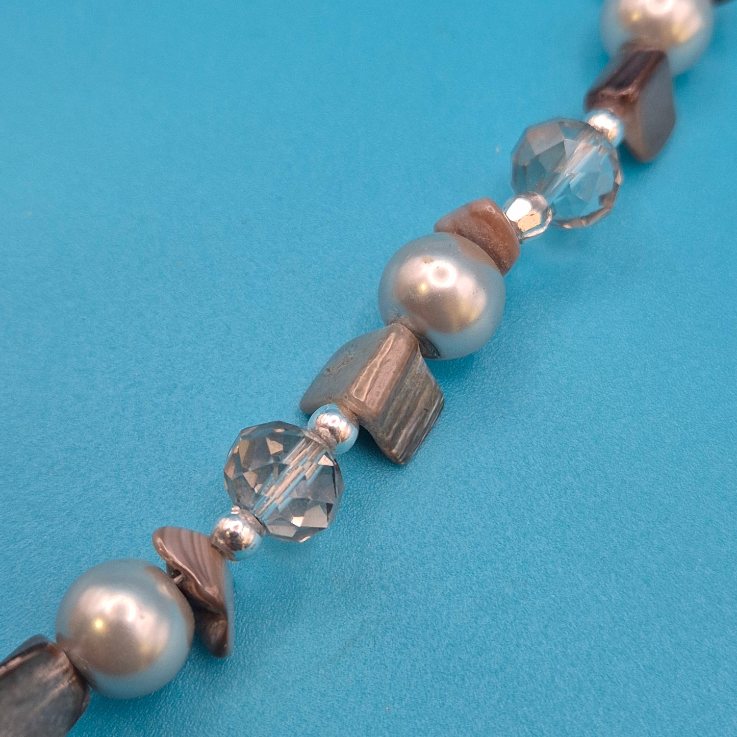 Vintage Statement Halskette mit Perlen und geschliffenen Kristallen