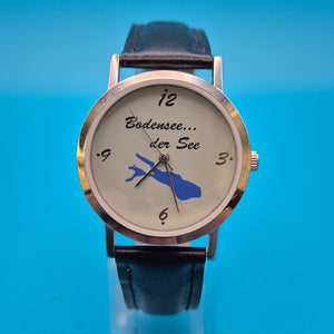 Vintage Armbanduhr Bodensee Design mit Lederarmband
