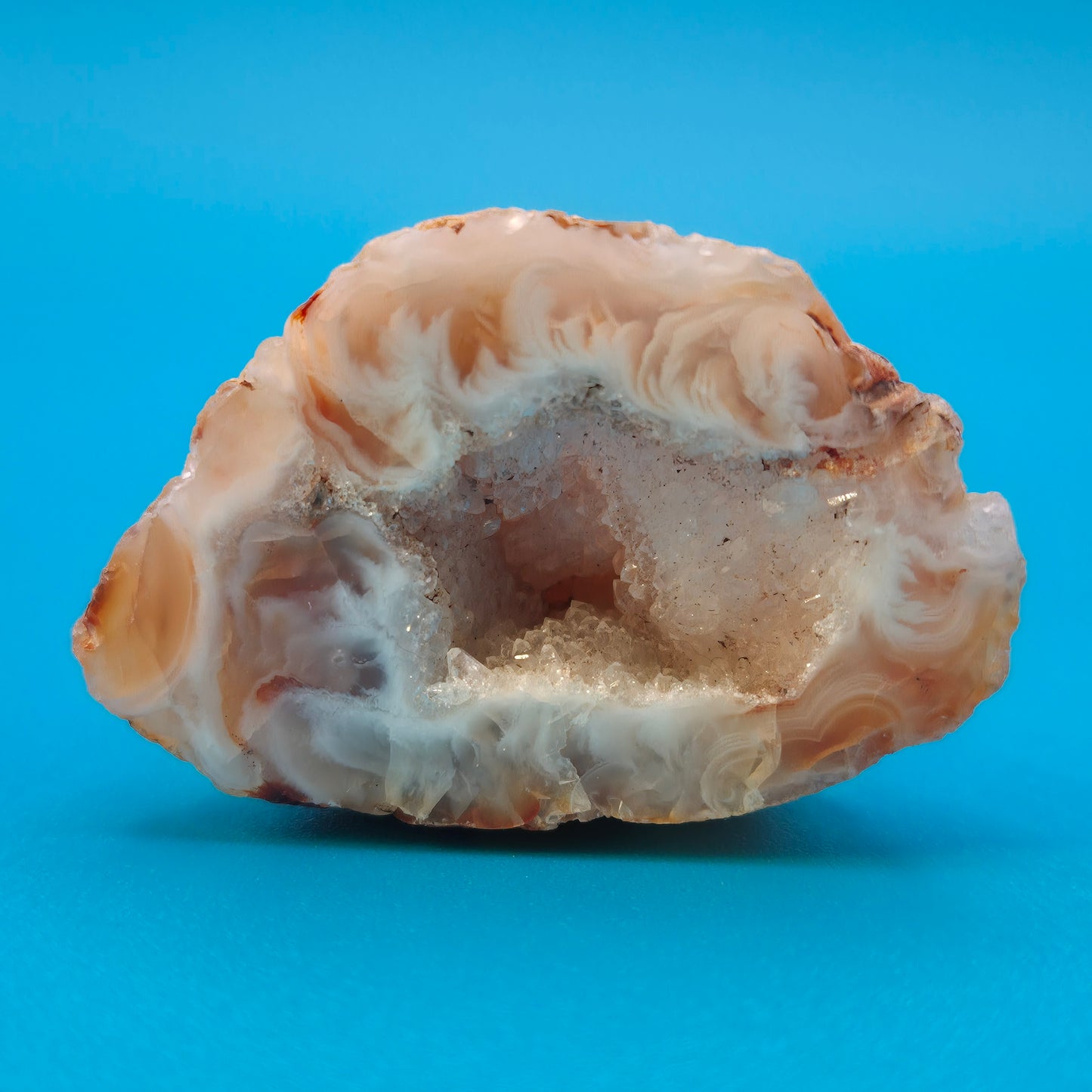 Wunderschöne Achat-Geode mit Quarzkristall-Inlay Naturstein Deko-Objekt