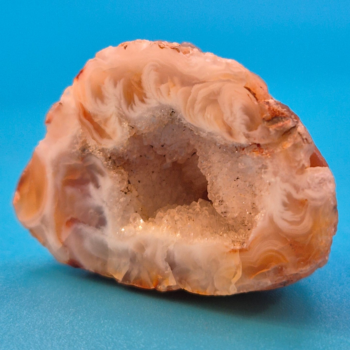 Wunderschöne Achat-Geode mit Quarzkristall-Inlay Naturstein Deko-Objekt
