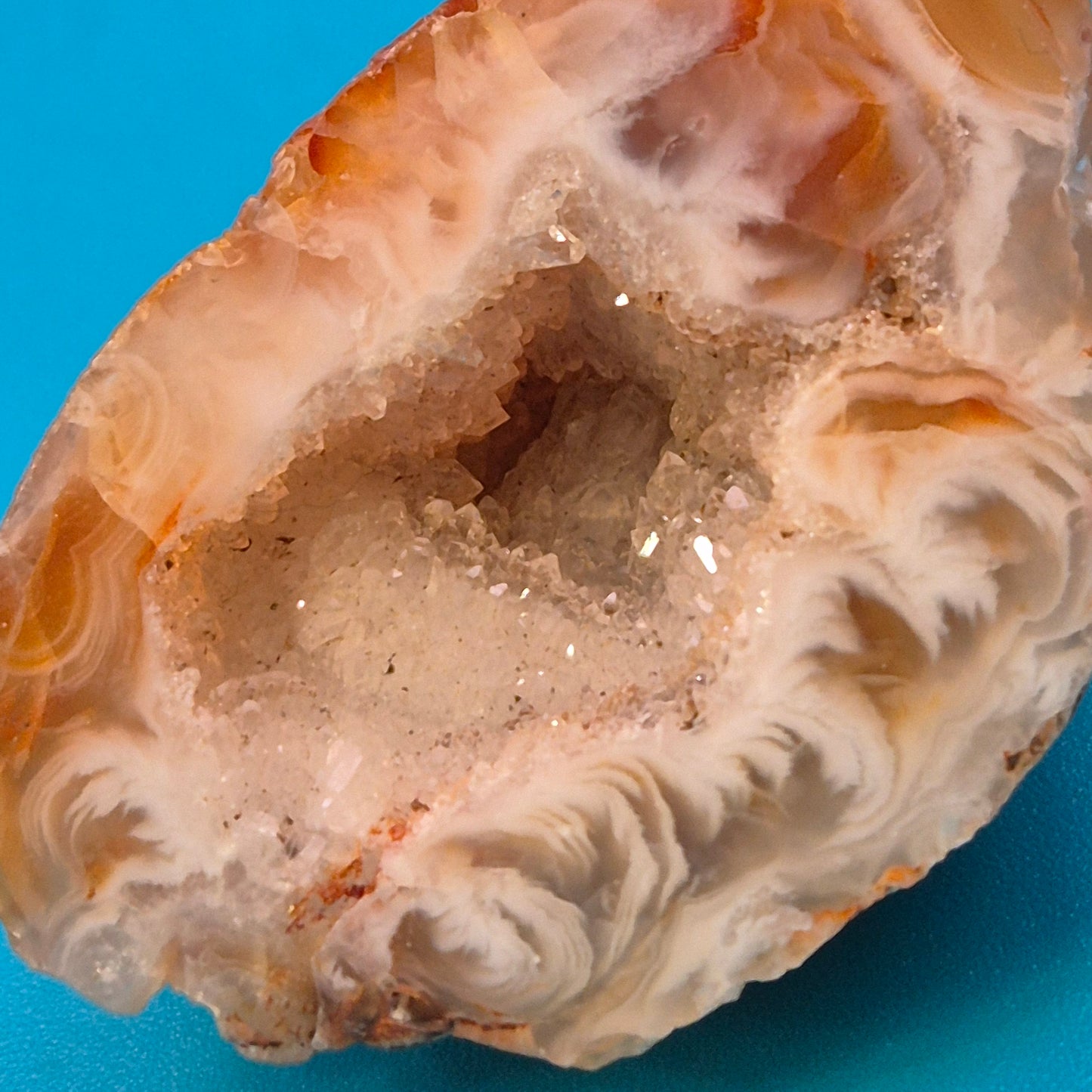 Wunderschöne Achat-Geode mit Quarzkristall-Inlay Naturstein Deko-Objekt