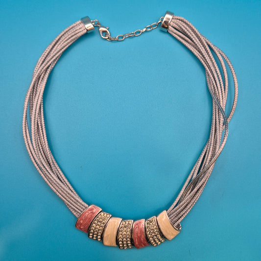 Vintage Statement-Kette mit Emaille-Elementen und Strasssteinen