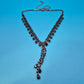 Elegante Vintage Collier Kette mit schwarzen Strasssteinen und Y-Design