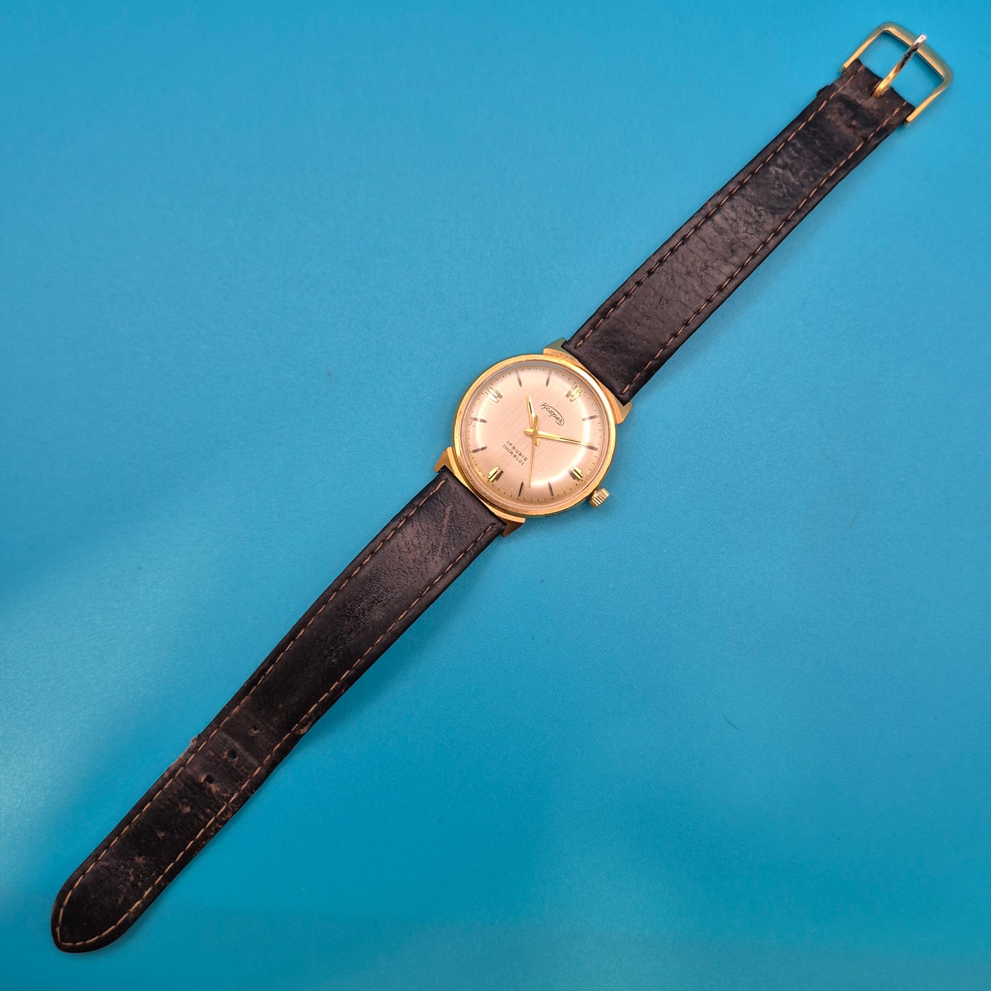Vintage Kasper Herrenuhr 17 Rubis Incabloc Goldfarben mechanisch