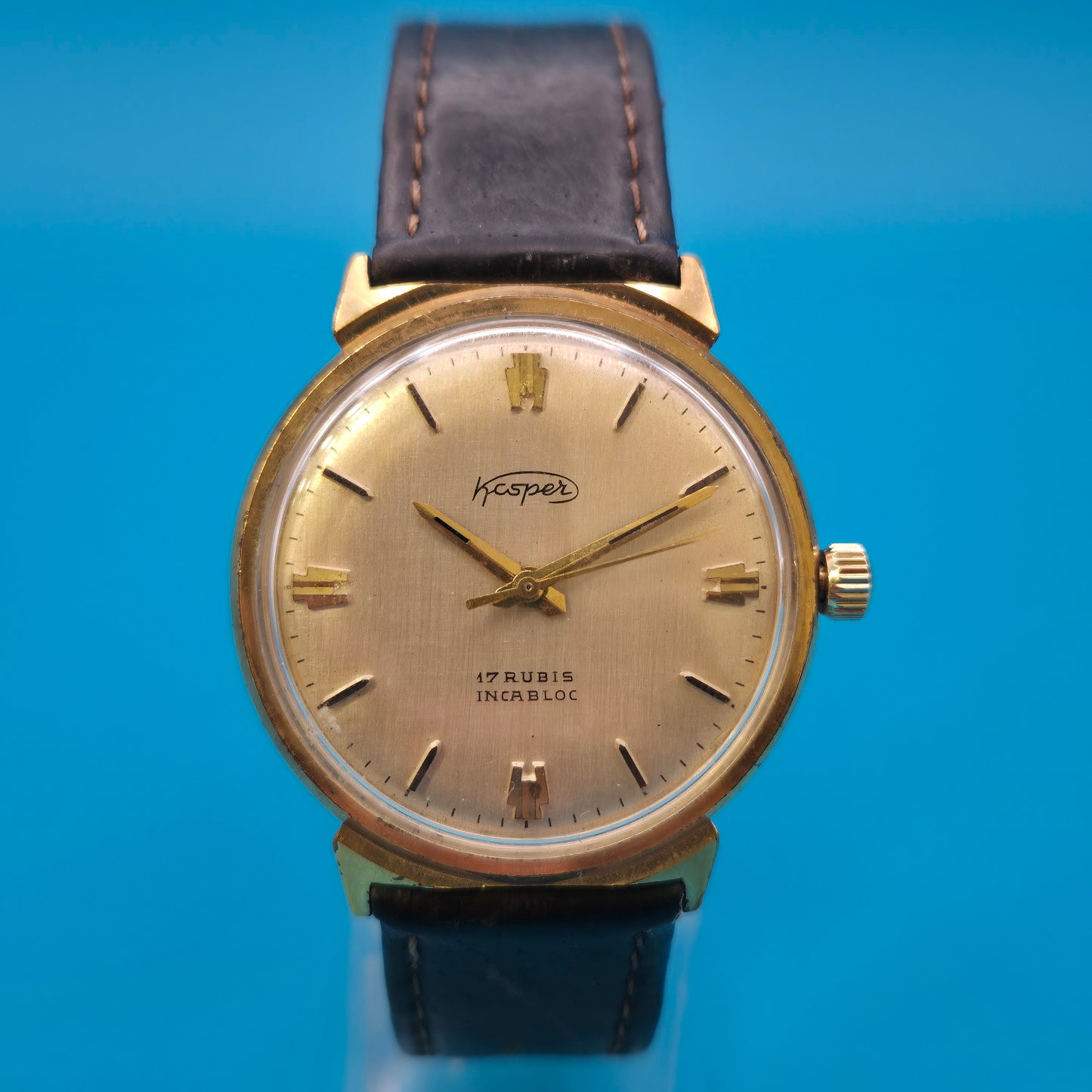 Vintage Kasper Herrenuhr 17 Rubis Incabloc Goldfarben mechanisch