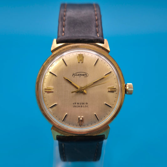 Vintage Kasper Herrenuhr 17 Rubis Incabloc Goldfarben mechanisch