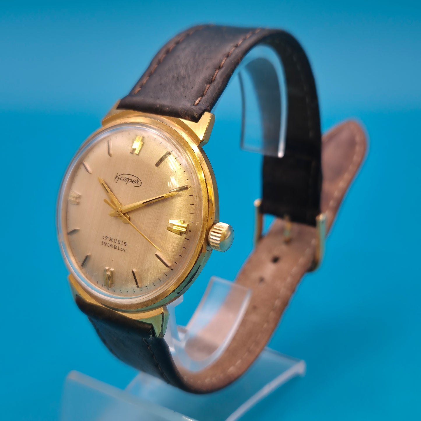 Vintage Kasper Herrenuhr 17 Rubis Incabloc Goldfarben mechanisch