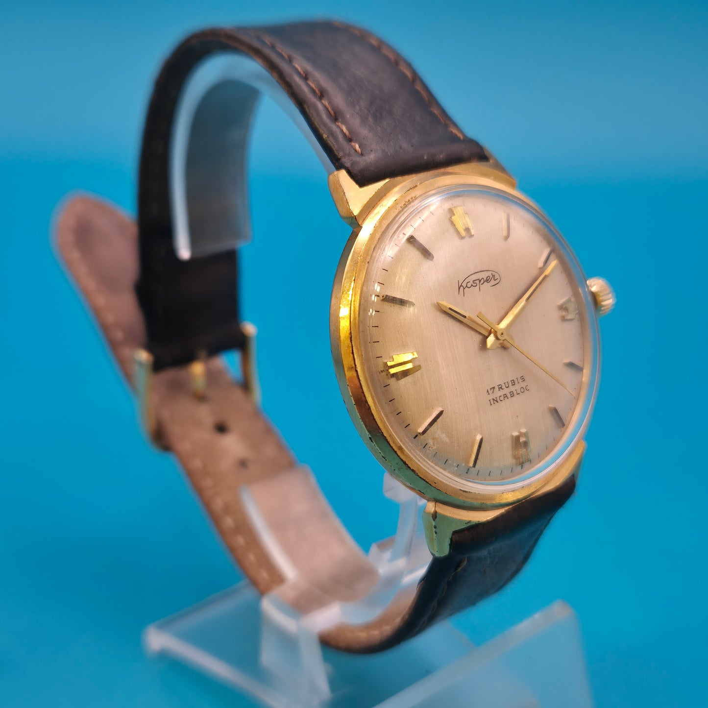 Vintage Kasper Herrenuhr 17 Rubis Incabloc Goldfarben mechanisch