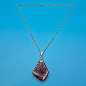 Vintage Kette mit großem, marmoriertem Anhänger in Goldoptik