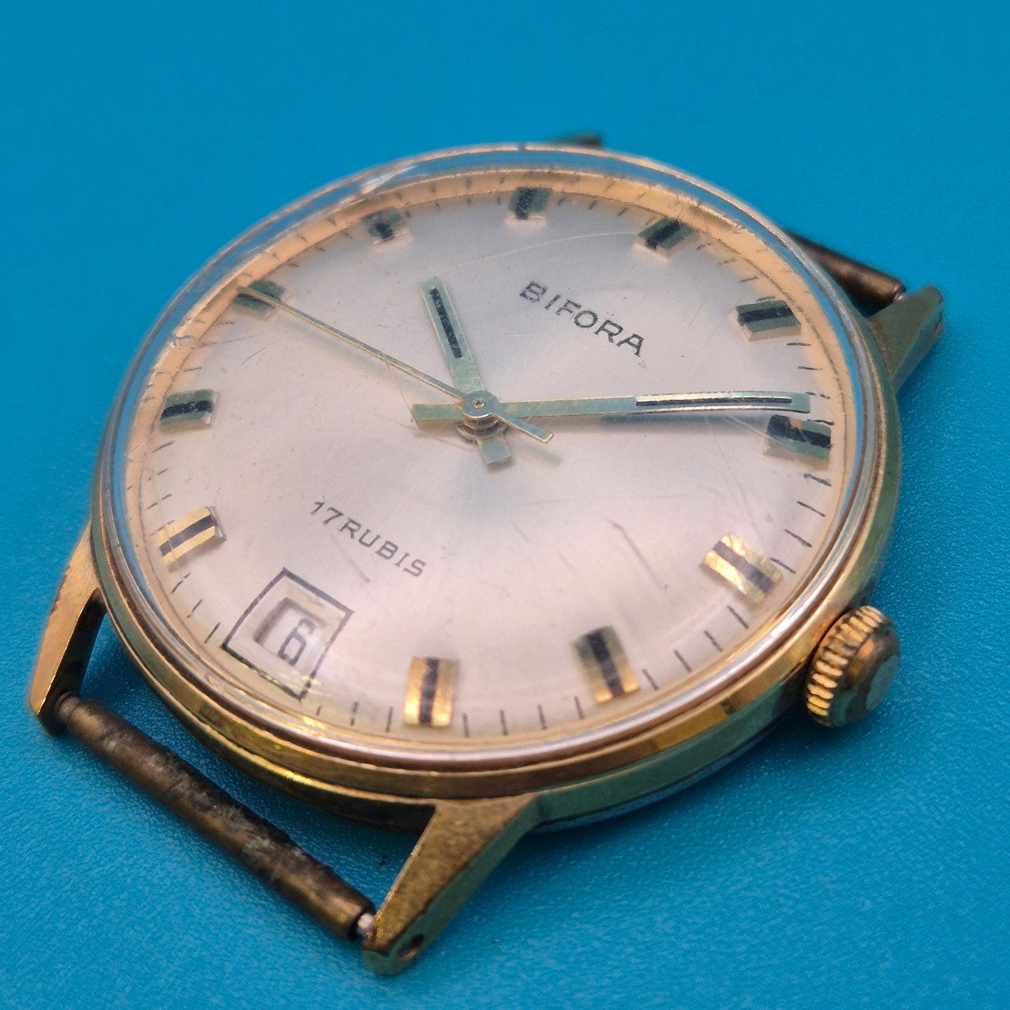 Vintage Bifora Herrenuhr 17 Rubis Gold-Optik Handaufzug Klassiker