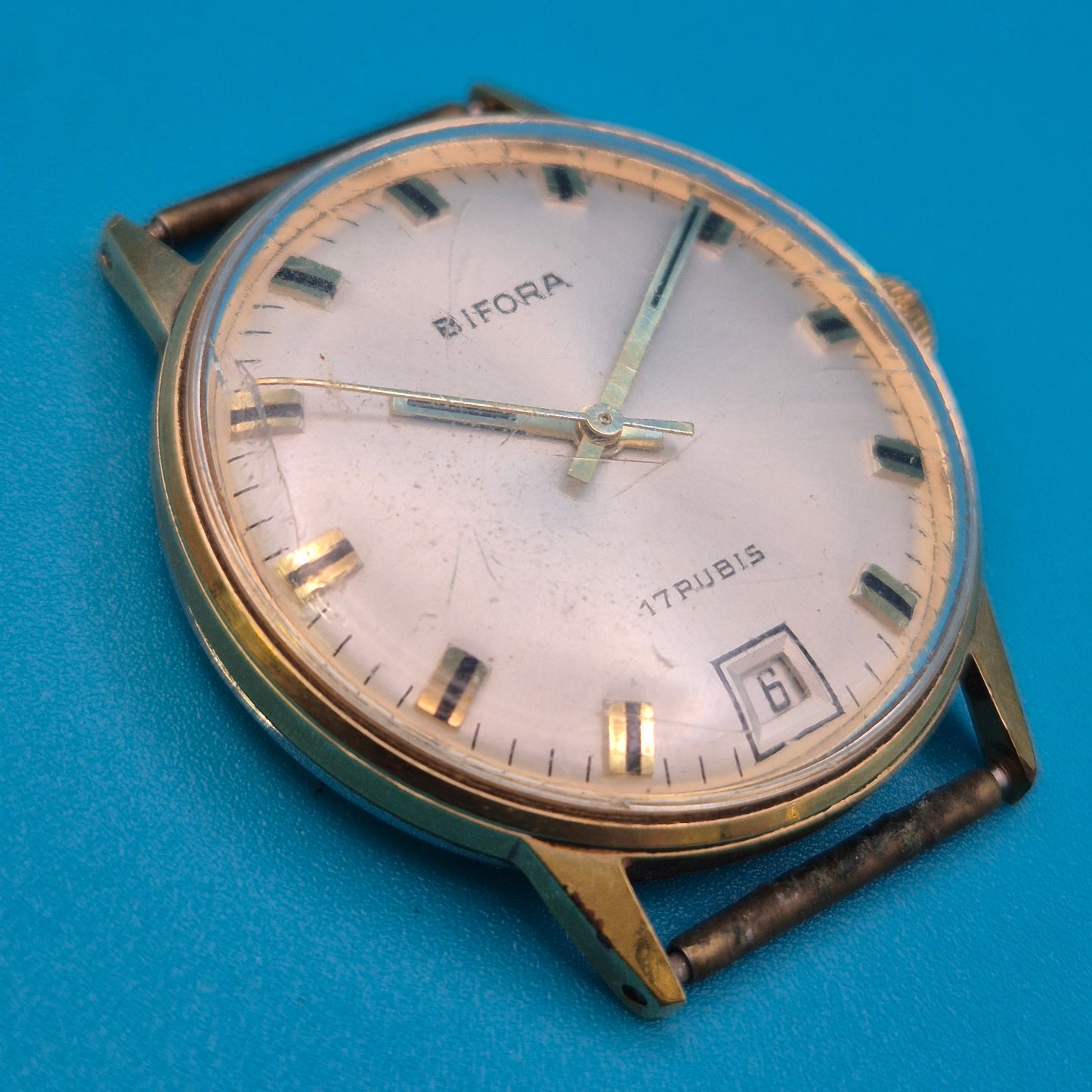 Vintage Bifora Herrenuhr 17 Rubis Gold-Optik Handaufzug Klassiker