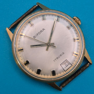 Vintage Bifora Herrenuhr 17 Rubis Gold-Optik Handaufzug Klassiker