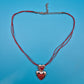 Vintage Doppel-Herz-Anhänger Kette in Rot und Silber Optik