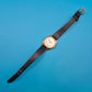 Vintage ZentRa 2000 Damenuhr Goldfarbenes Gehäuse mit Lederarmband