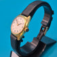 Vintage ZentRa 2000 Damenuhr Goldfarbenes Gehäuse mit Lederarmband