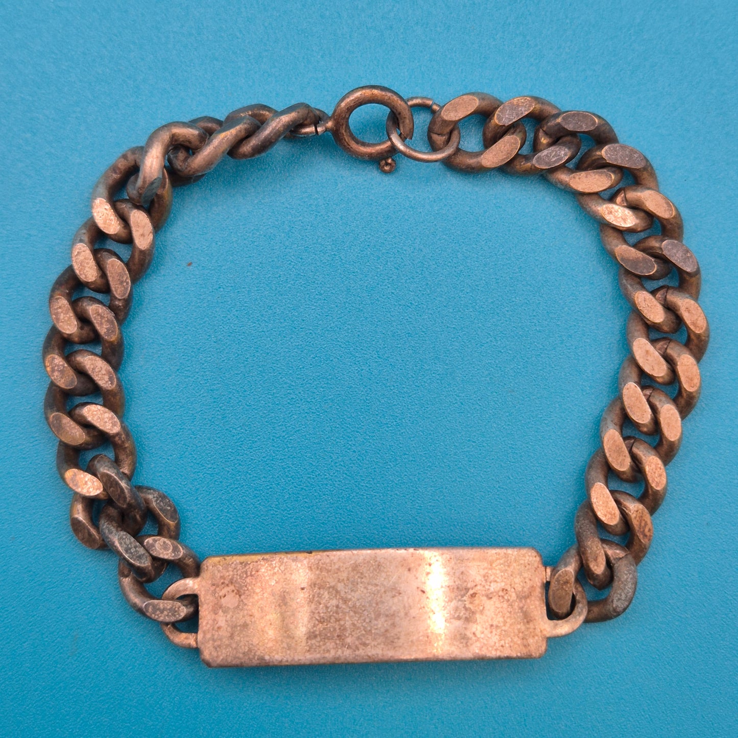 Massives Vintage Curb Chain ID-Armband Panzerkette mit Gravurplatte