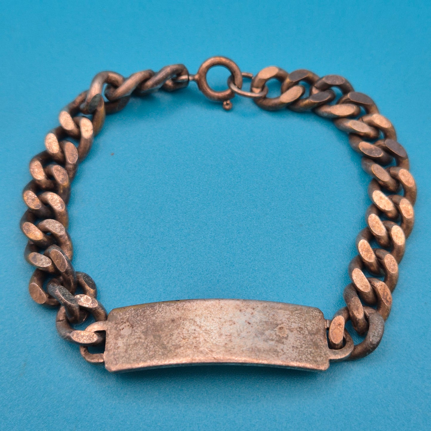 Massives Vintage Curb Chain ID-Armband Panzerkette mit Gravurplatte