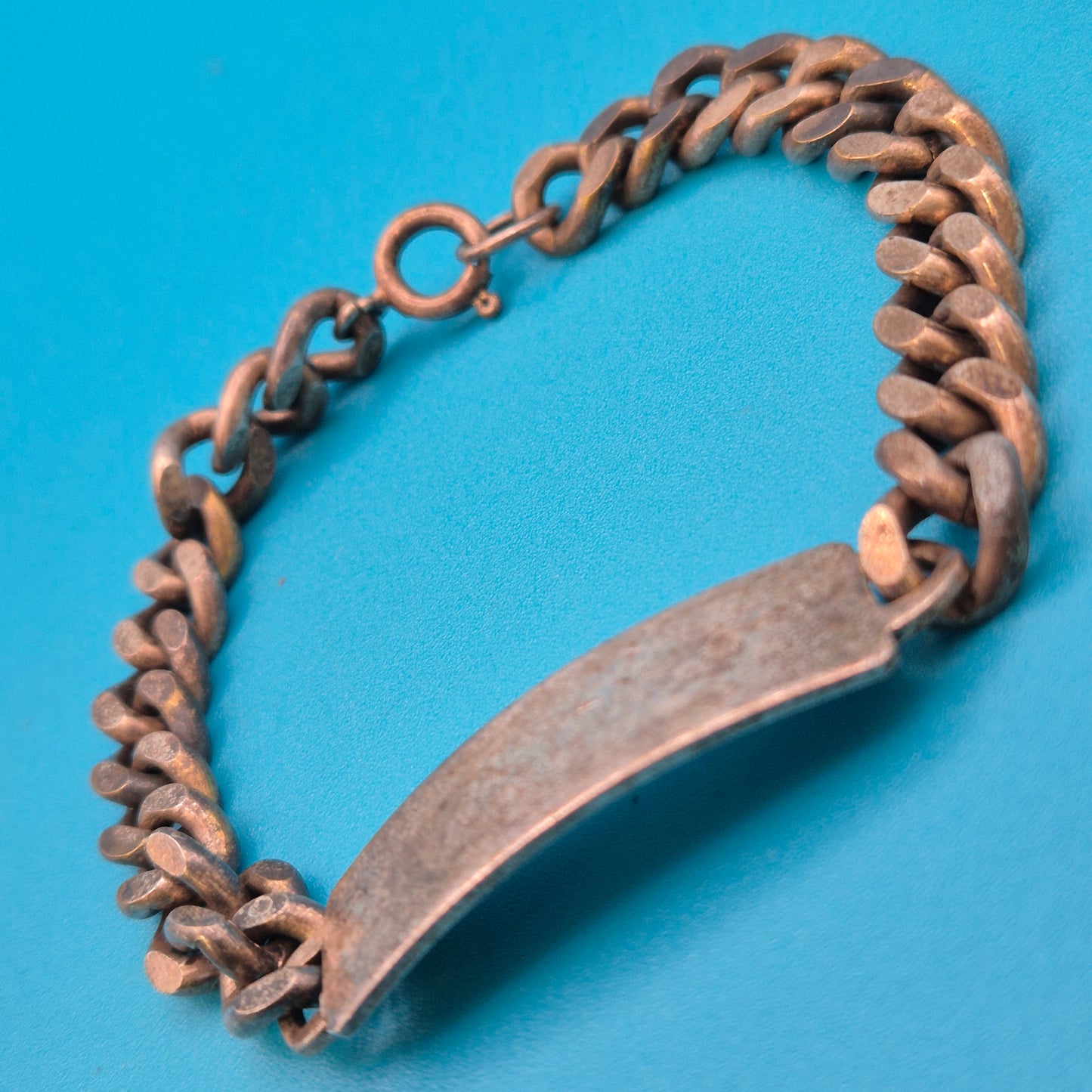 Massives Vintage Curb Chain ID-Armband Panzerkette mit Gravurplatte