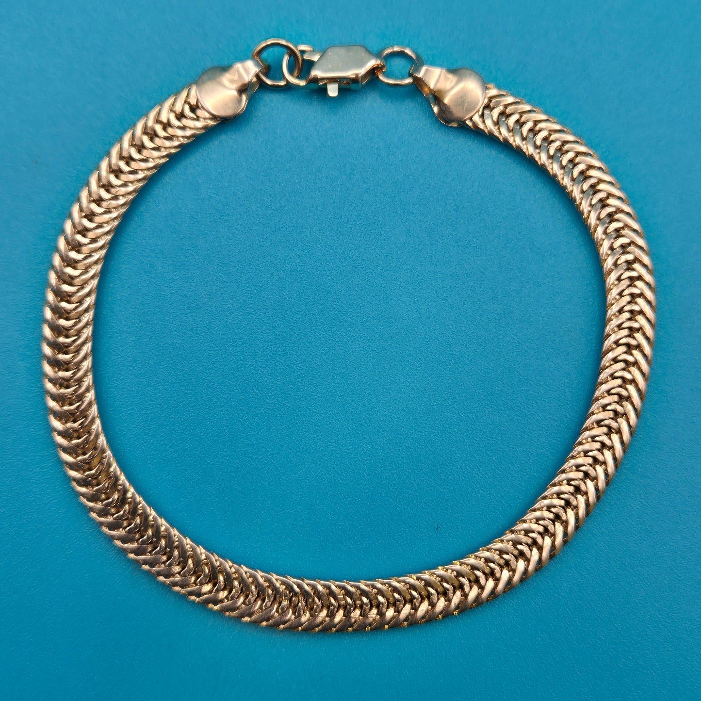Vintage Fischgräten-Armband Goldfarben strukturiertes Design