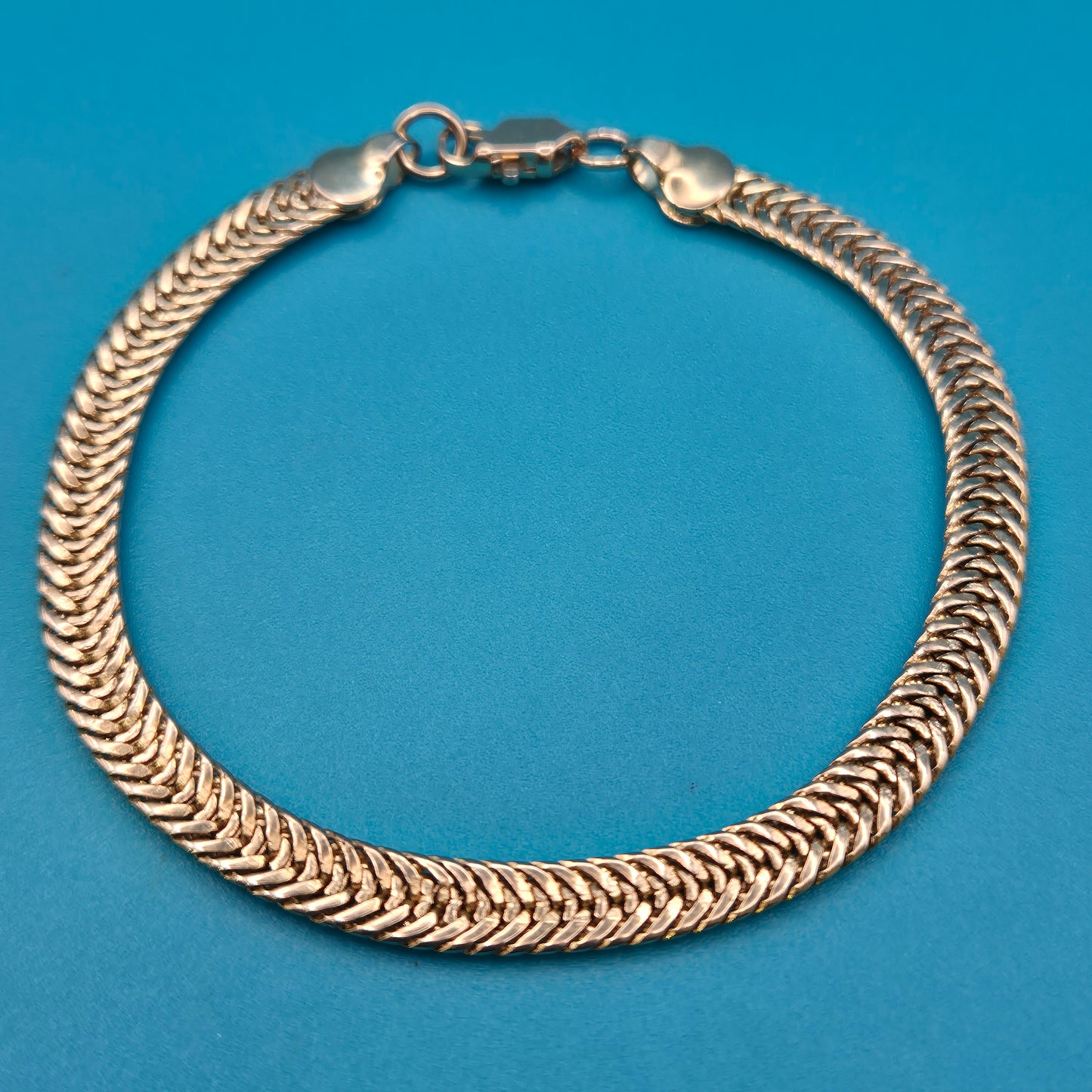 Vintage Fischgräten-Armband Goldfarben strukturiertes Design