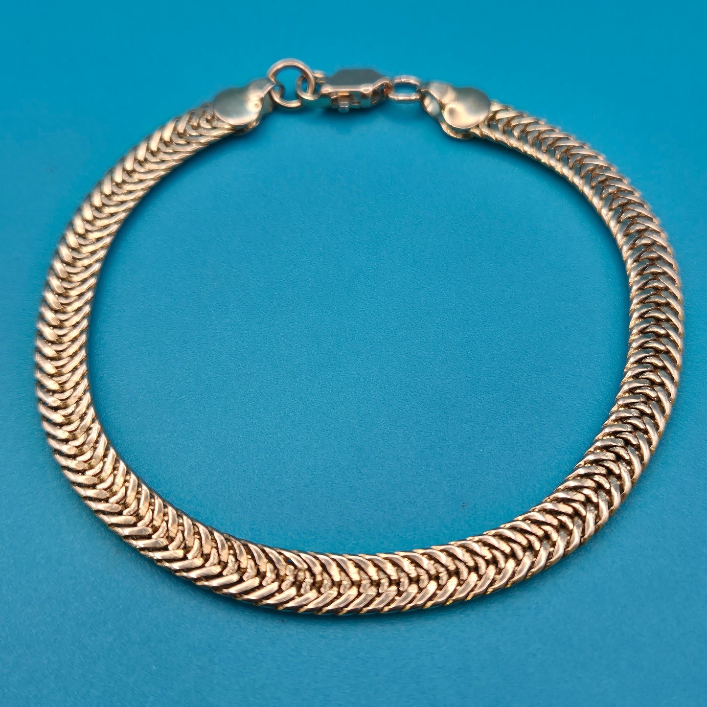 Vintage Fischgräten-Armband Goldfarben strukturiertes Design