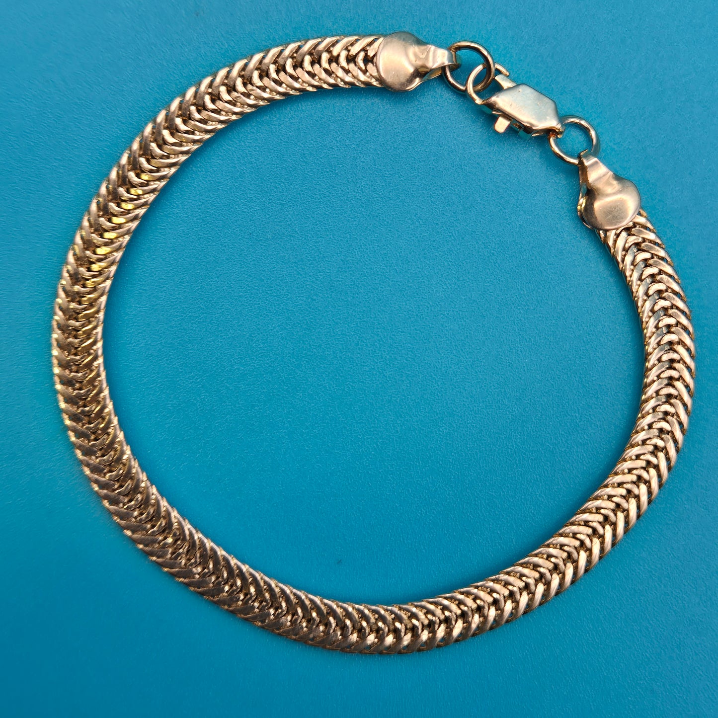 Vintage Fischgräten-Armband Goldfarben strukturiertes Design
