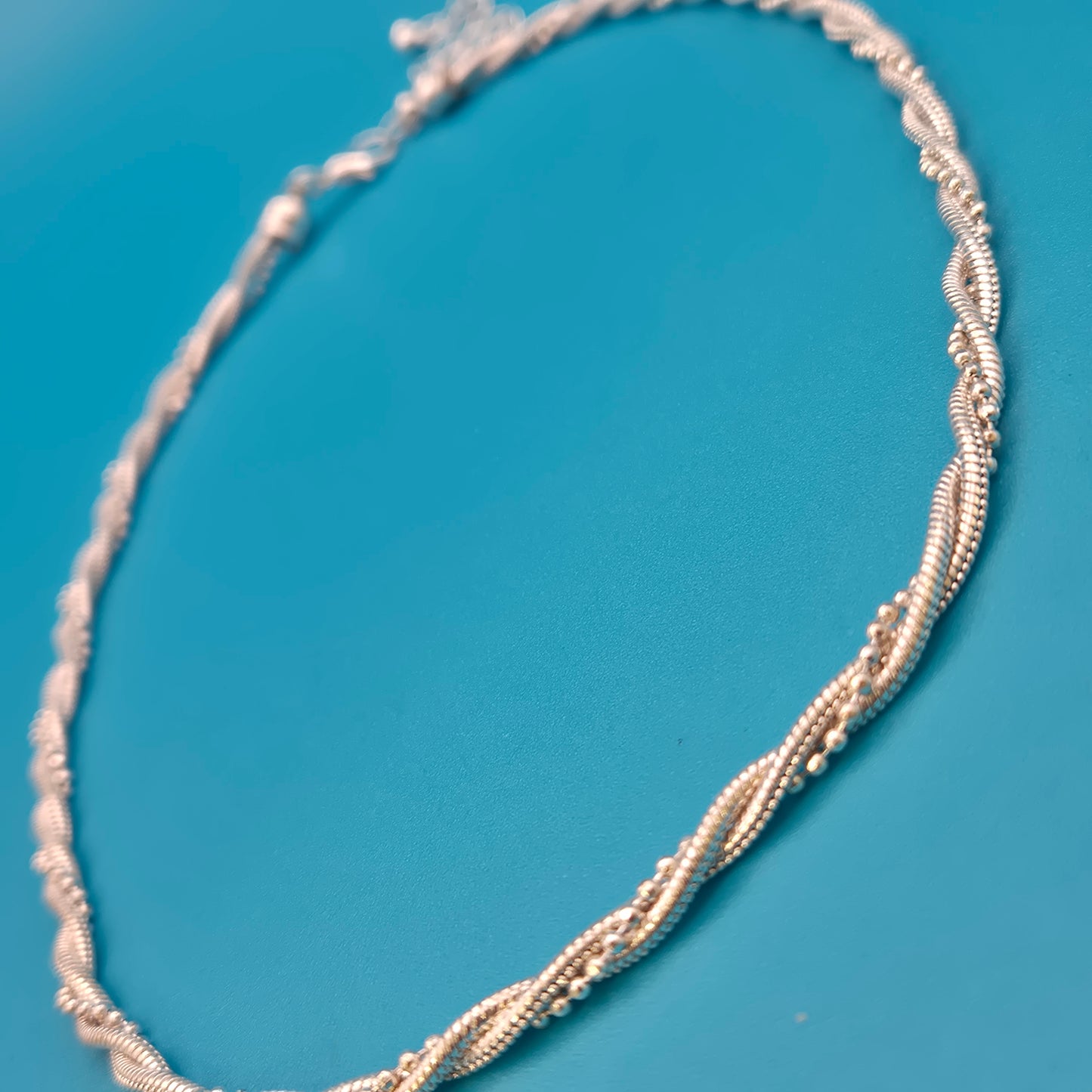 Elegante Vintage Kette gedrehtes Design in Silberoptik verstellbar