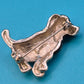 Vintage Hund Brosche Emaille Silberfarben mit funkelnden Strasssteinen