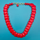 Vintage Statement-Kette in Knallrot – Scheiben-Design mit Goldakzenten