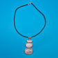 Vintage Statement-Kette mit Rosenquarz und Perle, Silberoptik