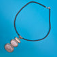 Vintage Statement-Kette mit Rosenquarz und Perle, Silberoptik