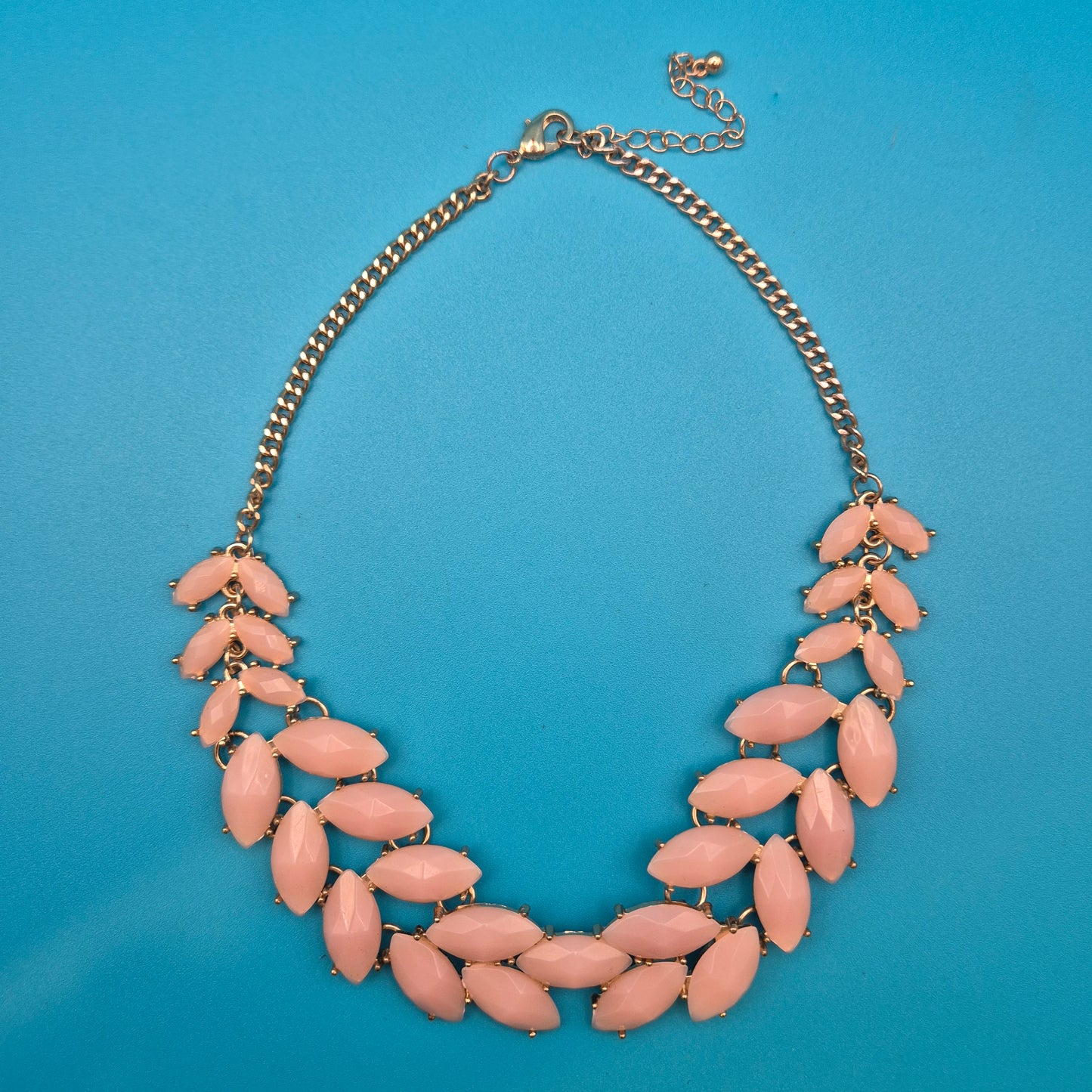 Vintage Statement Collier Marquise-Steine in zartem Pastellrosa