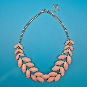 Vintage Statement Collier Marquise-Steine in zartem Pastellrosa
