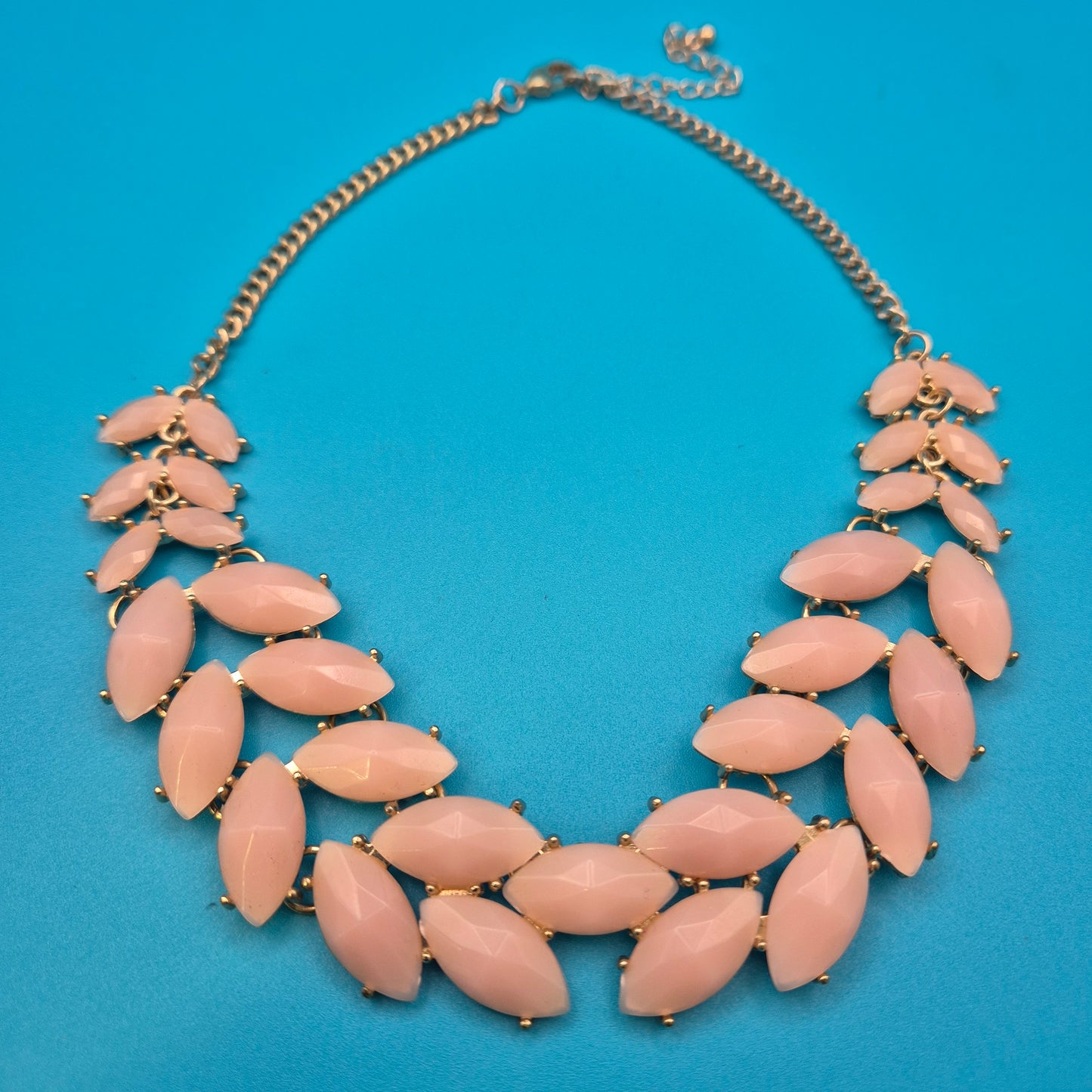 Vintage Statement Collier Marquise-Steine in zartem Pastellrosa